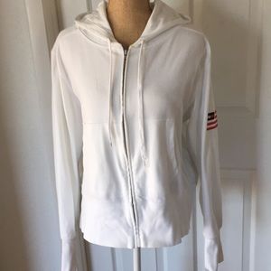 XL Tommy Hilfiger White/hooded zip front jacket